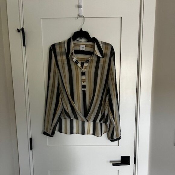 CAbi Striped Blouse - Black, White, Gold - Picture 3 of 6